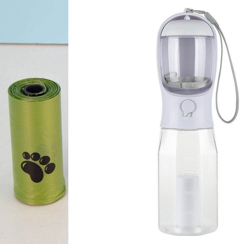 Portable pet water bottle, Pet water and food dispenser, Leak-proof pet water bottle, Travel pet accessories.
