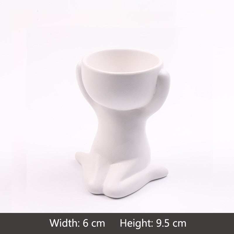 Humanoid Ceramic Flower Pot Planter