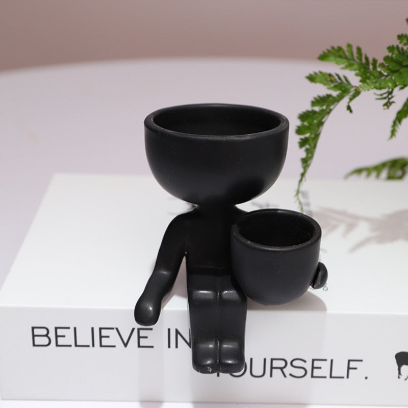 Humanoid Ceramic Flower Pot Planter