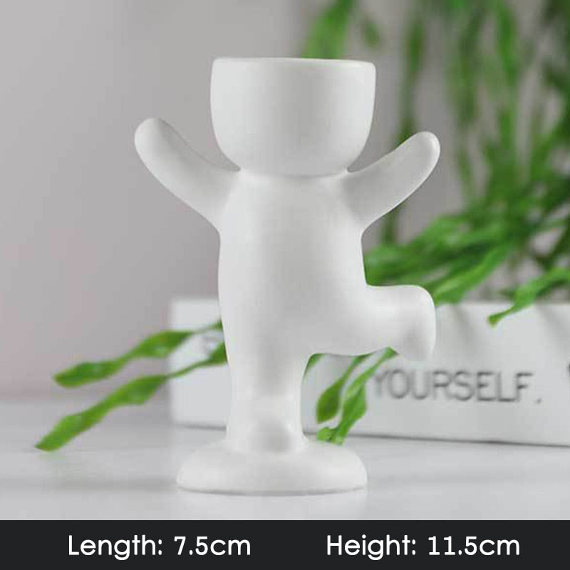Humanoid Ceramic Flower Pot Planter