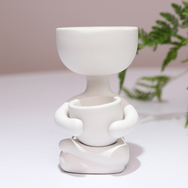 Humanoid Ceramic Flower Pot Planter