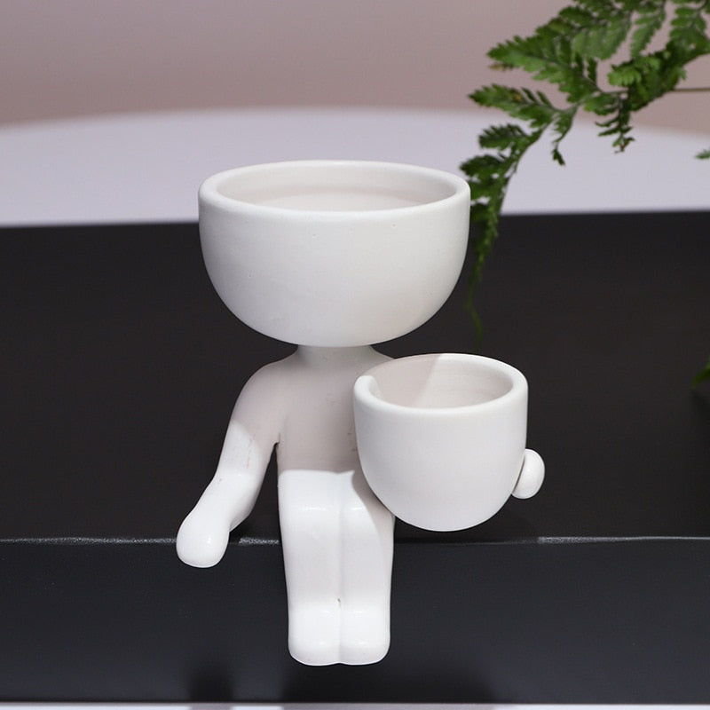 Humanoid Ceramic Flower Pot Planter