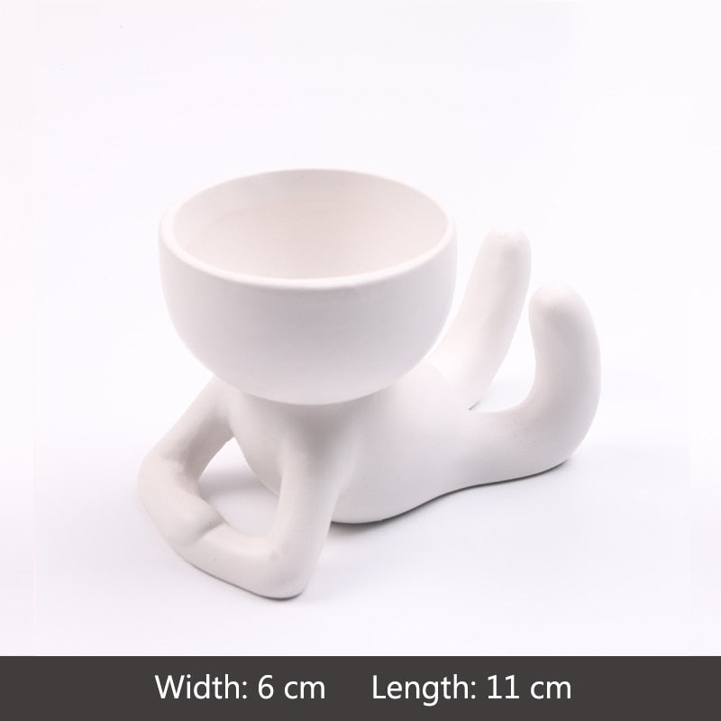 Humanoid Ceramic Flower Pot Planter