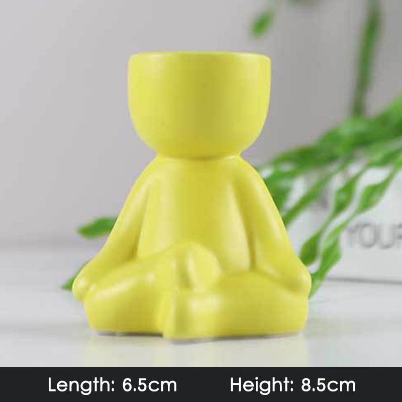 Humanoid Ceramic Flower Pot Planter