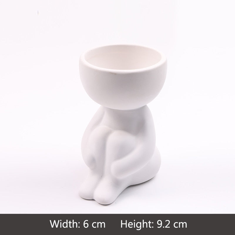 Humanoid Ceramic Flower Pot Planter