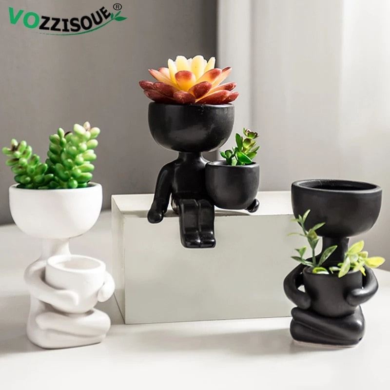 Humanoid Ceramic Flower Pot Planter