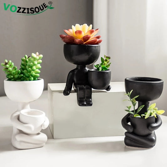 Humanoid Ceramic Flower Pot Planter
